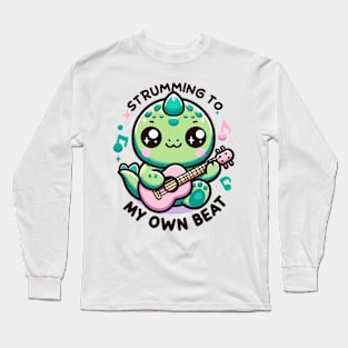 "Strumming to My Own Beat" T-Rex Guitarist Long Sleeve T-Shirt